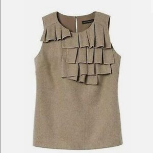 Banana Republic gold wool pleated sleeveless top. Party ready. Asymmetrical. S